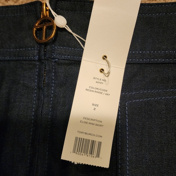 Tory Burch Elise Zip Denim Mini Skirt - Picture 2 of 2